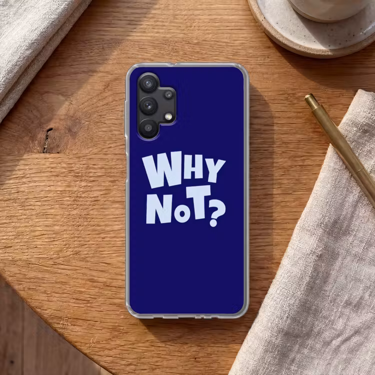 Blauw - Why not - Minimalistisch Telefoonhoesje Samsung Galaxy A32 5G klein -sfeer1