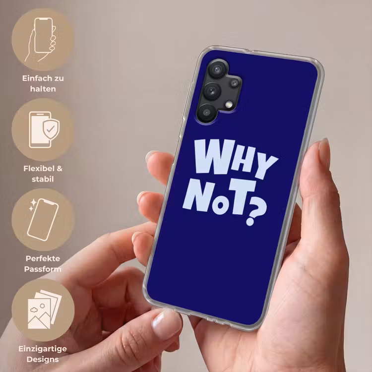 Blauw - Why not - Minimalistisch Telefoonhoesje Samsung Galaxy A32 5G klein -sfeer3_DE