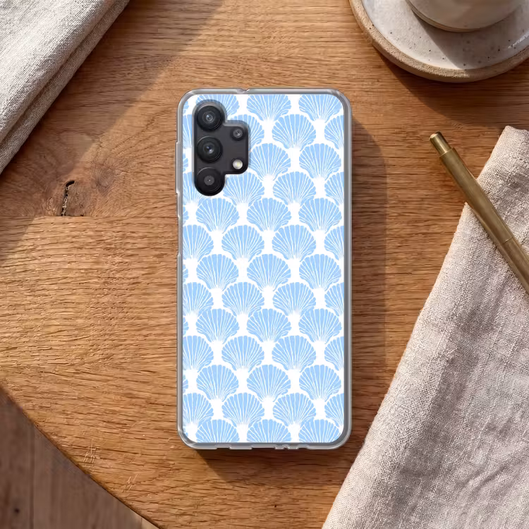Blauw - Wit - Schelpen - Grafisch - Structuur Telefoonhoesje Samsung Galaxy A32 5G klein 346 -sfeer1