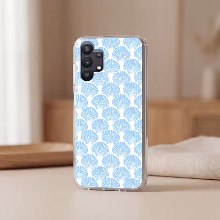 Blauw - Wit - Schelpen - Grafisch - Structuur Telefoonhoesje Samsung Galaxy A32 5G klein 346 -sfeer2