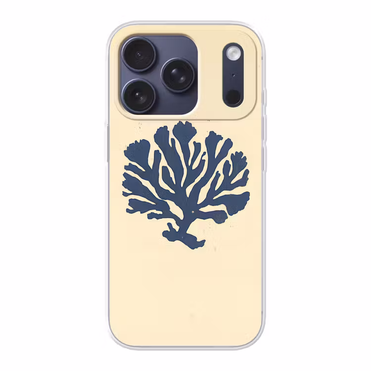 Blauw koraal - Vertakkingen - Beige Telefoonhoesje iPhone 17 Pro klein -3d