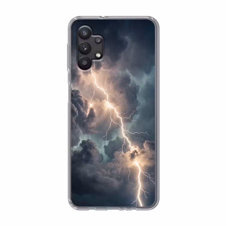 Bliksem - Storm - Natuur - Donker Telefoonhoesje Samsung Galaxy A32 5G klein -3d