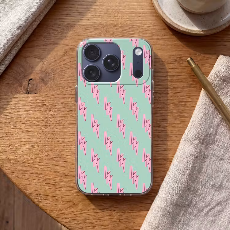 Bliksemschichten - Patroon - Groen - Roze Telefoonhoesje iPhone 17 Pro klein -sfeer1