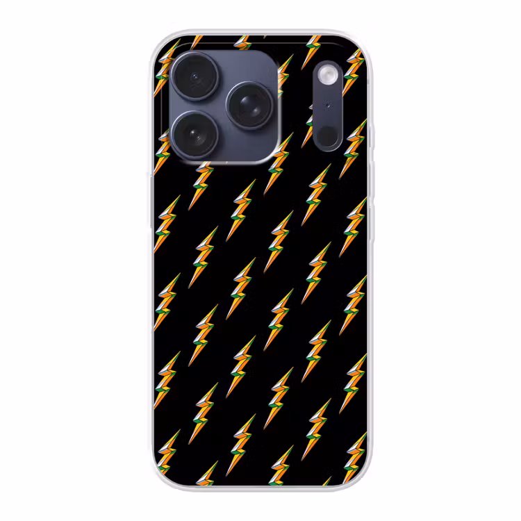 Bliksemschicht - Geel - Zwart Telefoonhoesje iPhone 17 Pro klein -3d