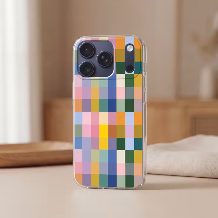Blokken - Vierkant - Patroon - Gekleurd Telefoonhoesje iPhone 17 Pro klein -sfeer2