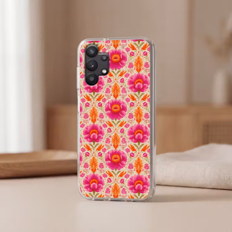 Bloemen - Barok - Roze - Oranje Telefoonhoesje Samsung Galaxy A32 5G klein 346 -sfeer2