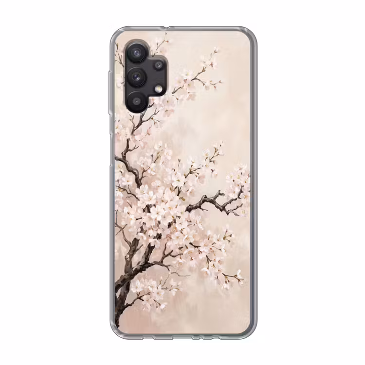 Bloesem - Illustratie - Taupe Telefoonhoesje Samsung Galaxy A32 5G klein -3d