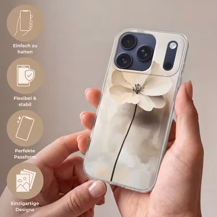 Bloem - Beige - Verf - Schaduw Telefoonhoesje iPhone 17 Pro klein -sfeer3_DE
