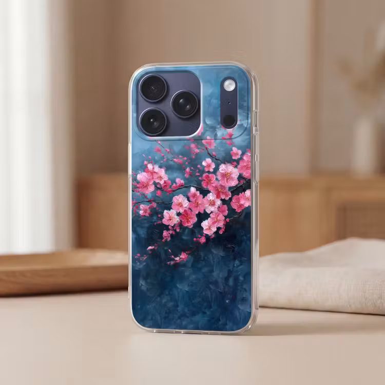 Bloem - Bloesems - Roze - Abstract Telefoonhoesje iPhone 17 Pro klein -sfeer2