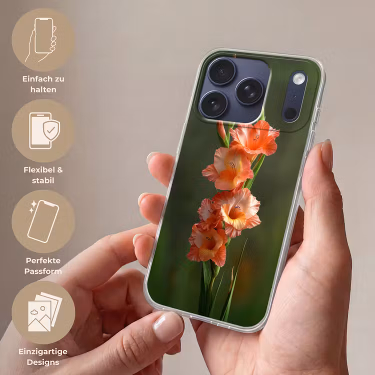 Bloem - Gladiolen - Zalmroze Telefoonhoesje iPhone 17 Pro klein -sfeer3_DE