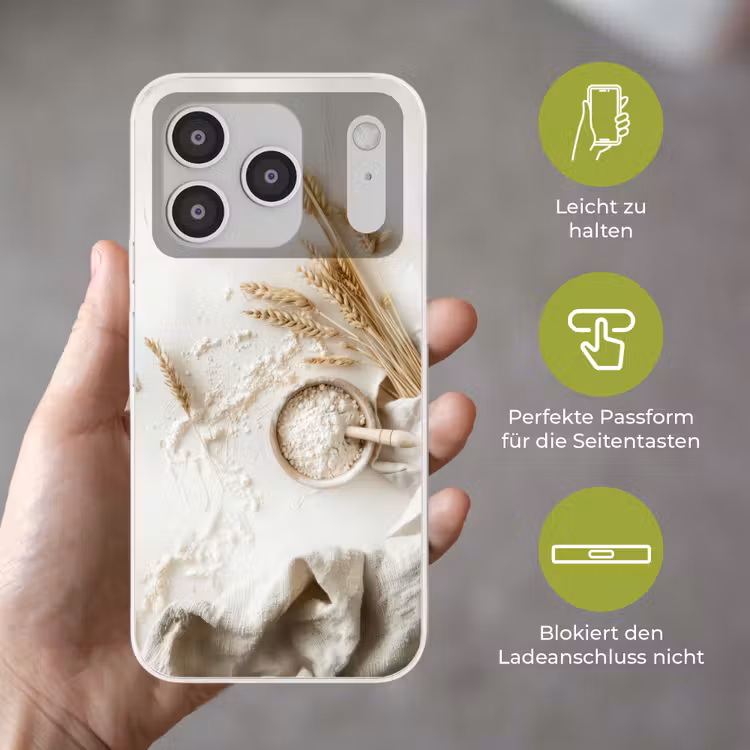 Bloem - Hout - Tarwe Telefoonhoesje iPhone 17 Pro klein -sfeer3_DE
