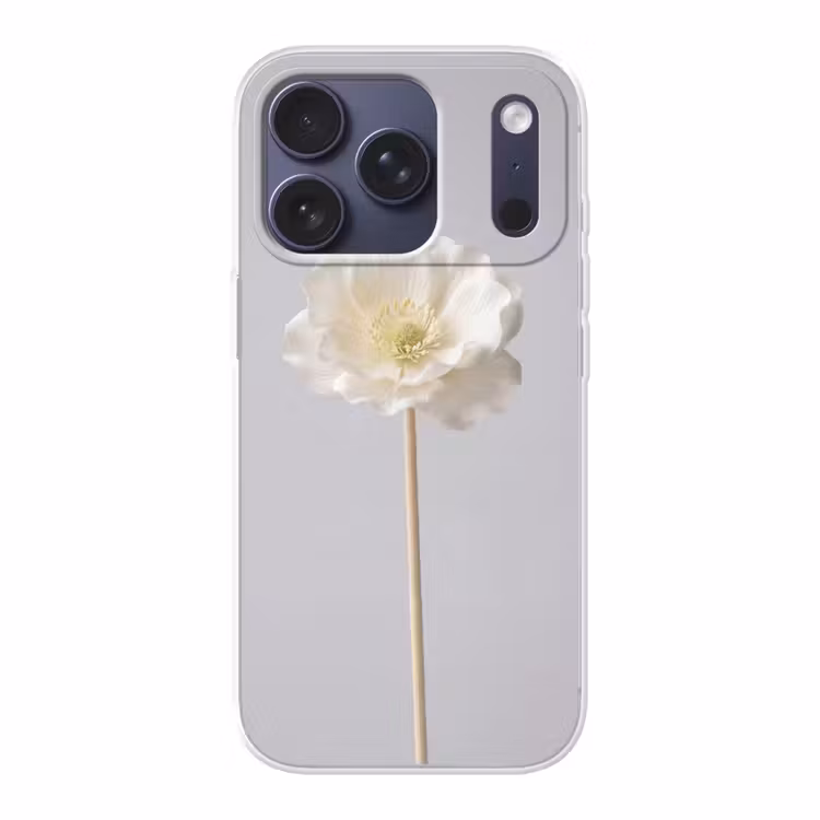 Bloem - Minimalistisch -Wit Telefoonhoesje iPhone 17 Pro klein -3d