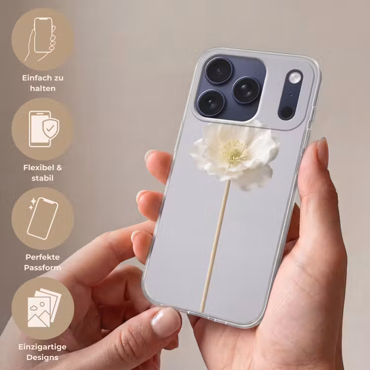 Bloem - Minimalistisch -Wit Telefoonhoesje iPhone 17 Pro klein -sfeer3_DE