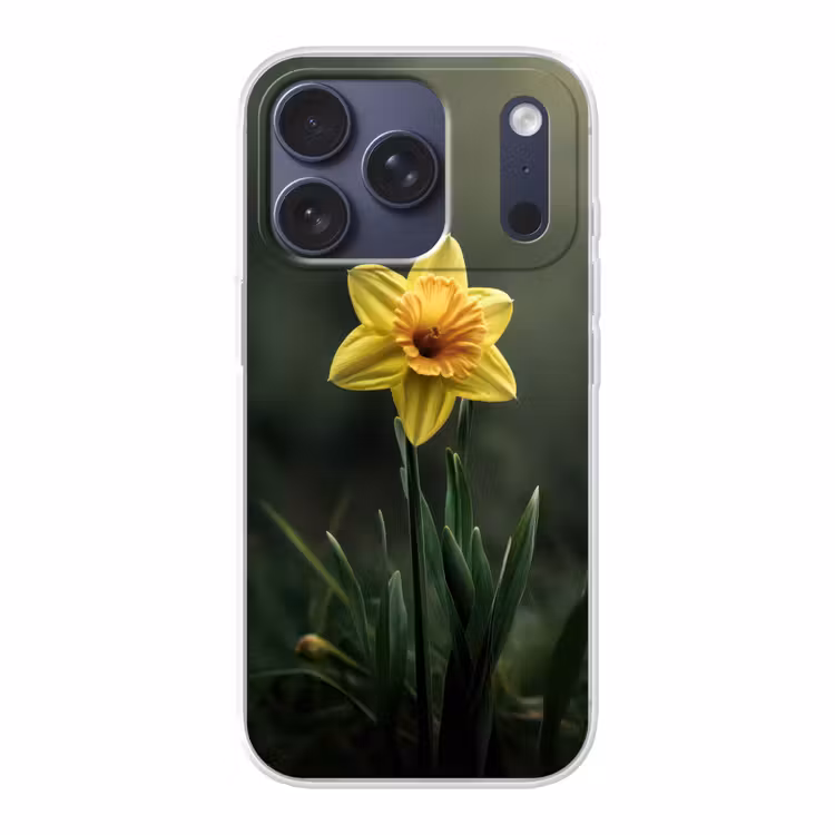 Bloem - Narcis - Gras - Geel Telefoonhoesje iPhone 17 Pro klein -3d