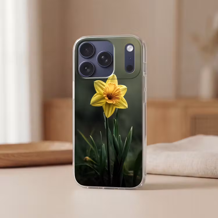 Bloem - Narcis - Gras - Geel Telefoonhoesje iPhone 17 Pro klein -sfeer2