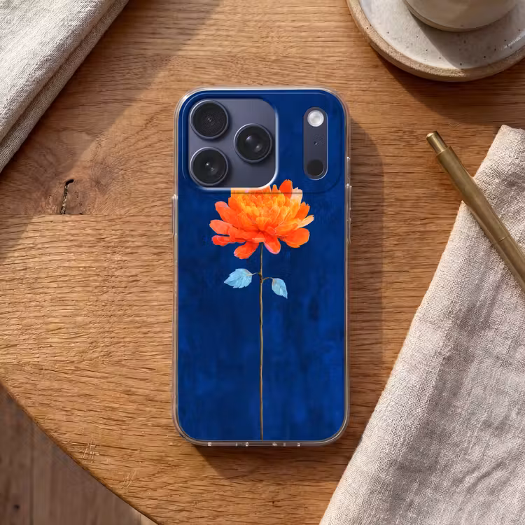 Bloem - Oranje - Bladeren Telefoonhoesje iPhone 17 Pro klein -sfeer1