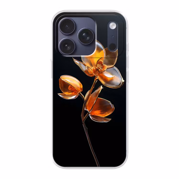 Bloem - Orchidee - Oranje Telefoonhoesje iPhone 17 Pro klein -3d