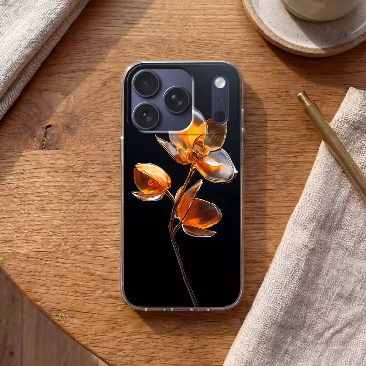 Bloem - Orchidee - Oranje Telefoonhoesje iPhone 17 Pro klein -sfeer1