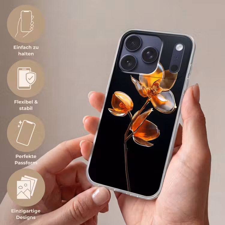 Bloem - Orchidee - Oranje Telefoonhoesje iPhone 17 Pro klein -sfeer3_DE