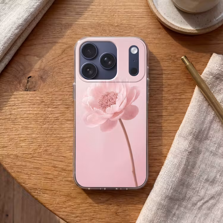 Bloem - Pioenroos - Roze Telefoonhoesje iPhone 17 Pro klein -sfeer1