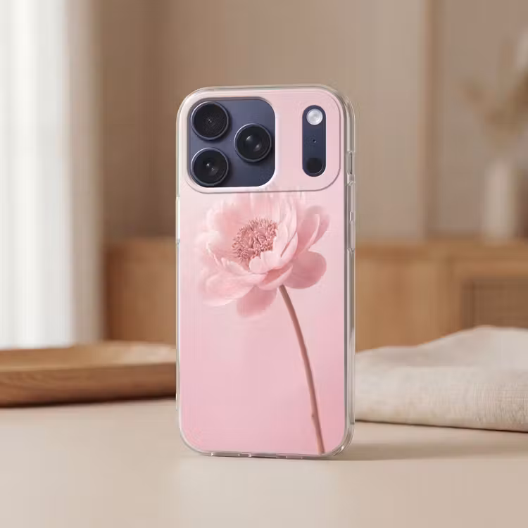 Bloem - Pioenroos - Roze Telefoonhoesje iPhone 17 Pro klein -sfeer2