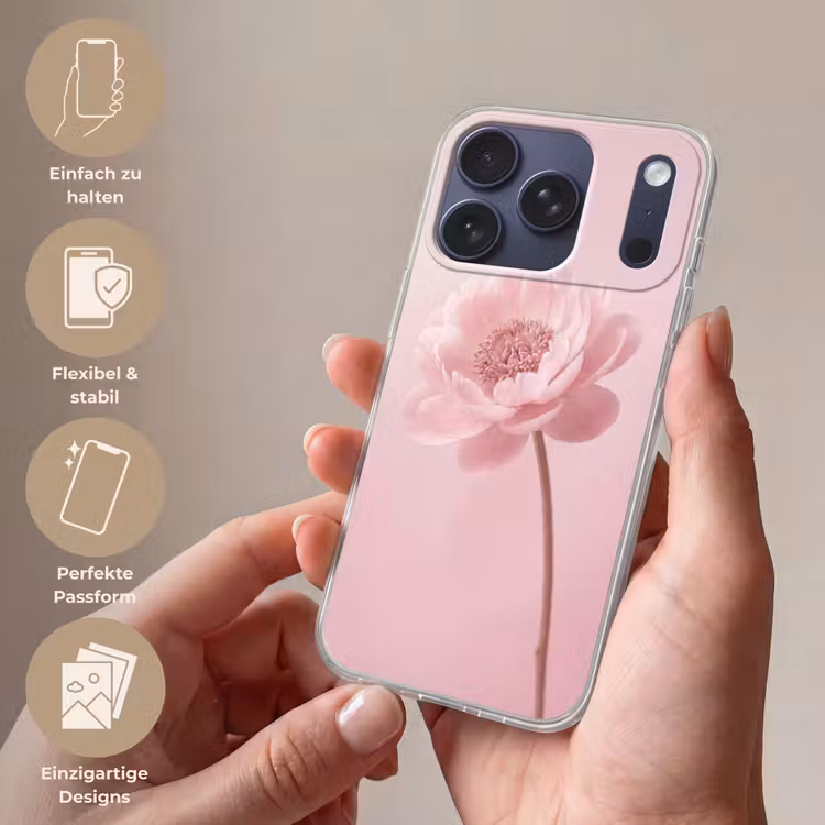 Bloem - Pioenroos - Roze Telefoonhoesje iPhone 17 Pro klein -sfeer3_DE