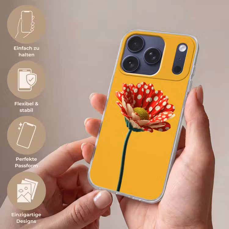 Bloem - Rood - Stippen Telefoonhoesje iPhone 17 Pro klein -sfeer3_DE