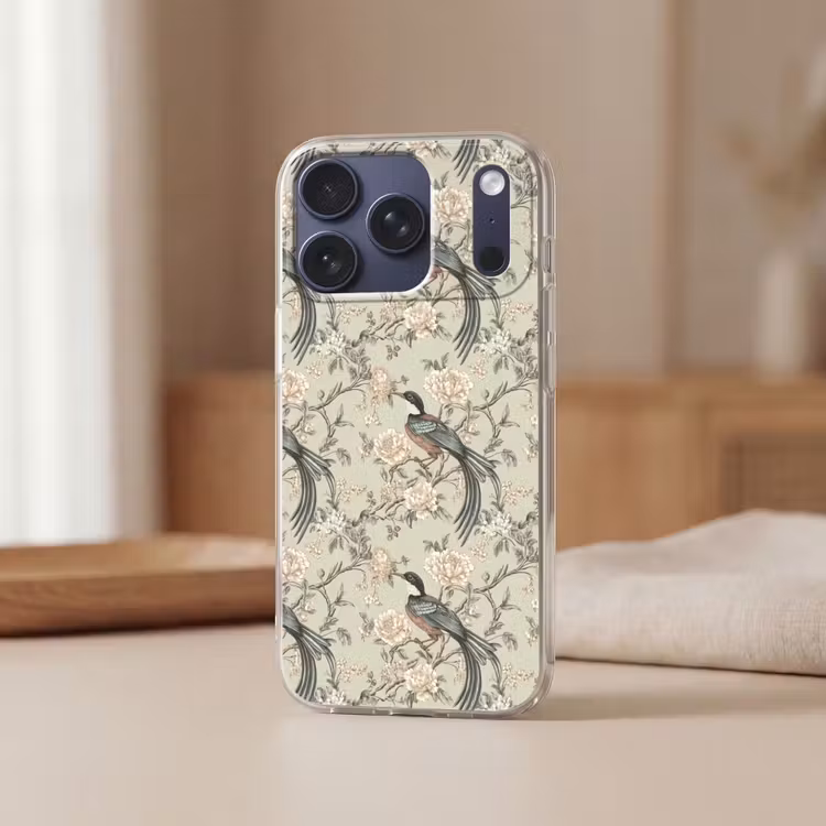 Bloem - Vogel - Kleurrijk Telefoonhoesje iPhone 17 Pro klein 878 -sfeer2