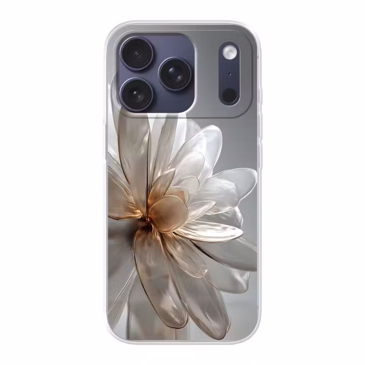 Bloem - Wit - Neutraal Telefoonhoesje iPhone 17 Pro klein -3d
