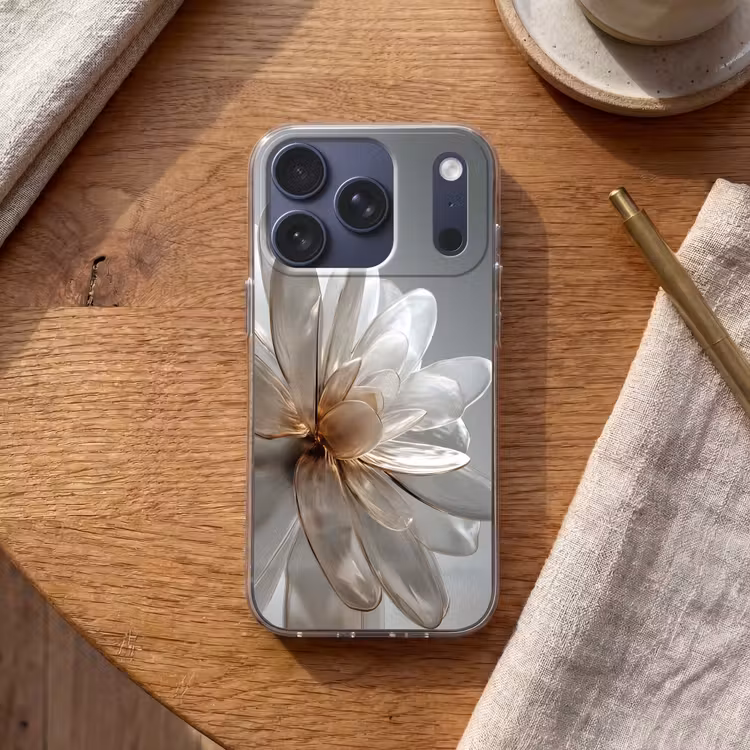 Bloem - Wit - Neutraal Telefoonhoesje iPhone 17 Pro klein -sfeer1