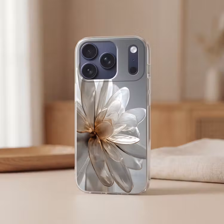 Bloem - Wit - Neutraal Telefoonhoesje iPhone 17 Pro klein -sfeer2