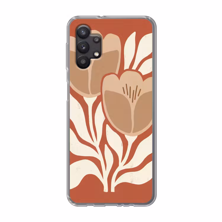 Bloemen - Abstract - Modern - Beige - Natuur Telefoonhoesje Samsung Galaxy A32 5G klein -3d