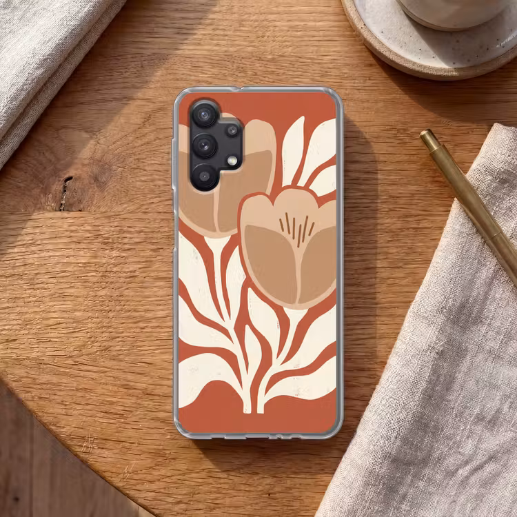 Bloemen - Abstract - Modern - Beige - Natuur Telefoonhoesje Samsung Galaxy A32 5G klein -sfeer1
