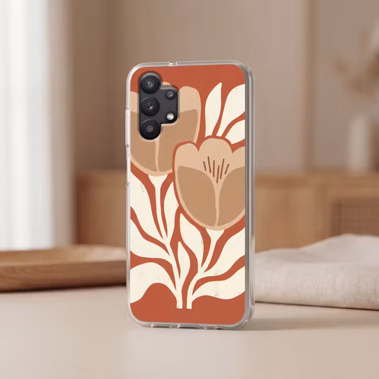 Bloemen - Abstract - Modern - Beige - Natuur Telefoonhoesje Samsung Galaxy A32 5G klein -sfeer2