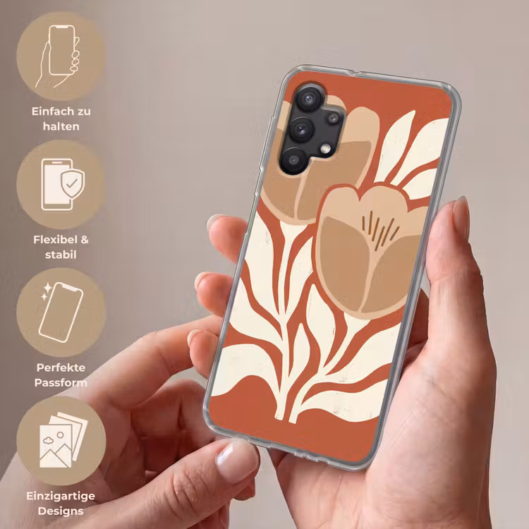 Bloemen - Abstract - Modern - Beige - Natuur Telefoonhoesje Samsung Galaxy A32 5G klein -sfeer3_DE