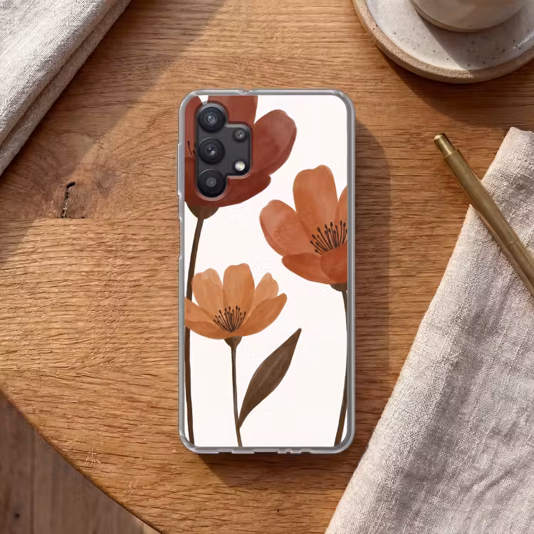 Bloemen - Abstract - Modern - Bruin - Decoratief Telefoonhoesje Samsung Galaxy A32 5G klein -sfeer1