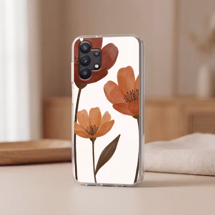 Bloemen - Abstract - Modern - Bruin - Decoratief Telefoonhoesje Samsung Galaxy A32 5G klein -sfeer2