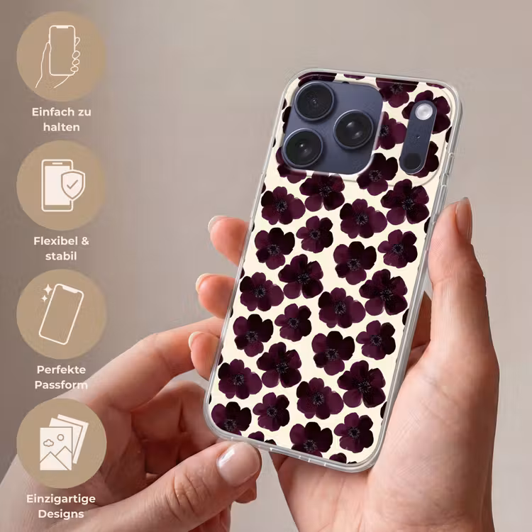 Bloemen - Aquarel - Paars Telefoonhoesje iPhone 17 Pro klein 878 -sfeer3_DE
