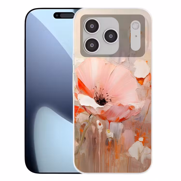 Bloemen - Watercolor - Roze - Abstract - Kunst Telefoonhoesje iPhone 17 Pro klein -3d
