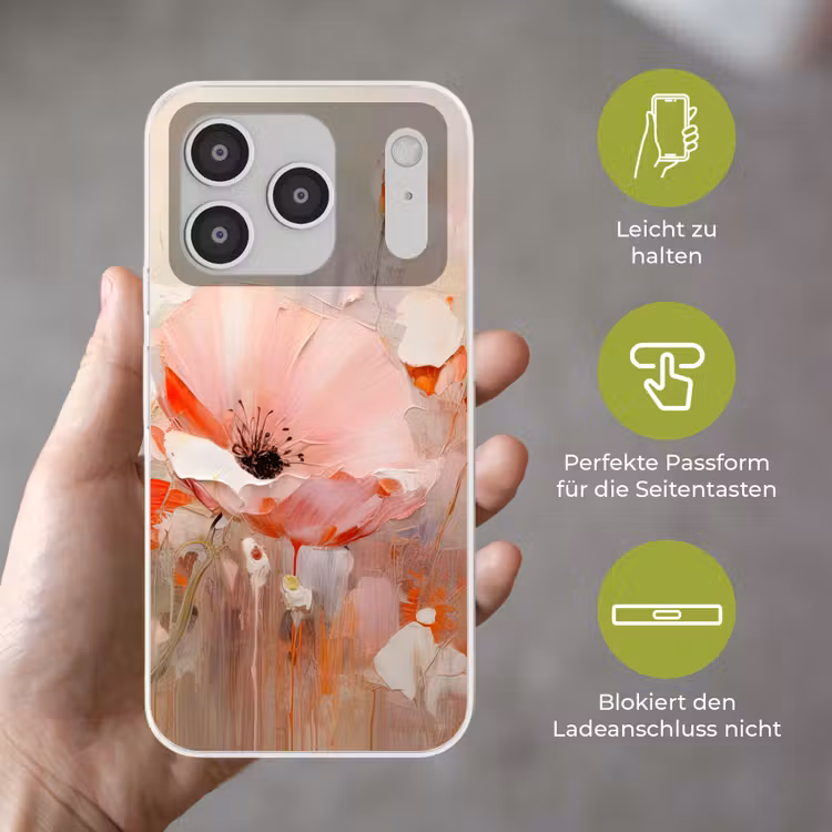 Bloemen - Watercolor - Roze - Abstract - Kunst Telefoonhoesje iPhone 17 Pro klein -sfeer3_DE