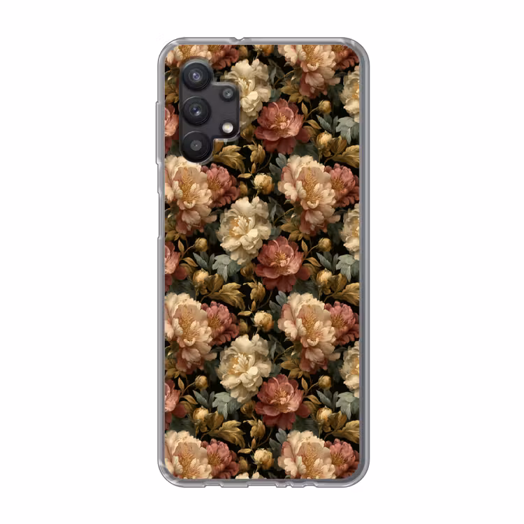 Bloemen - Barok - Patroon - Roze - Crème Telefoonhoesje Samsung Galaxy A32 5G klein 346 -3d