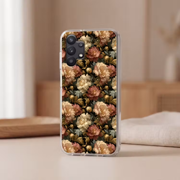 Bloemen - Barok - Patroon - Roze - Crème Telefoonhoesje Samsung Galaxy A32 5G klein 346 -sfeer2