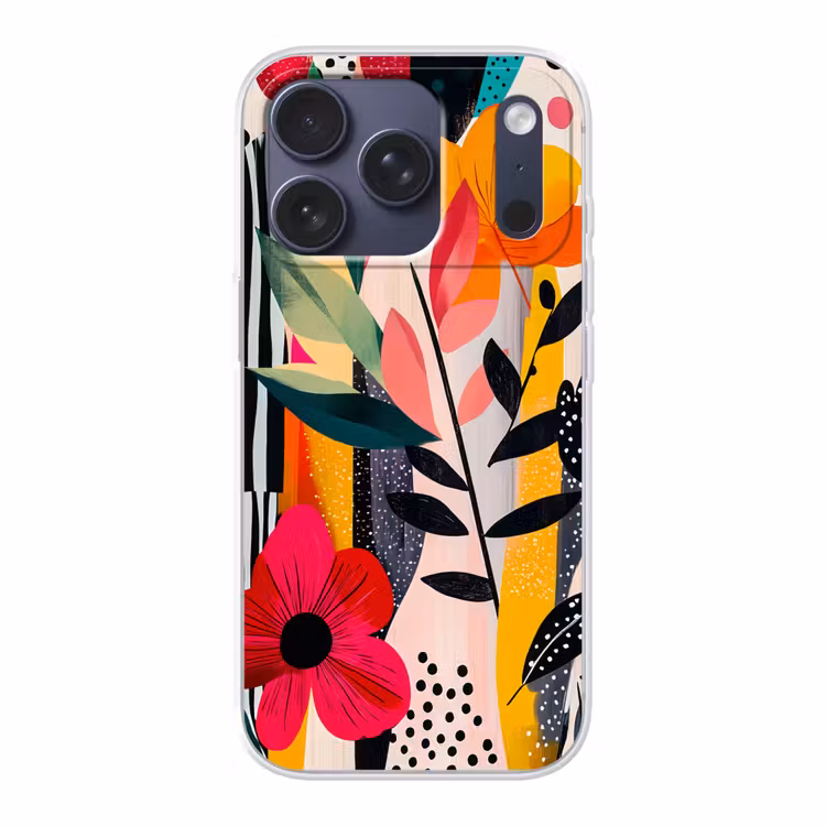 Bloemen - Bladeren - Abstract - Kleurrijk Telefoonhoesje iPhone 17 Pro klein -3d