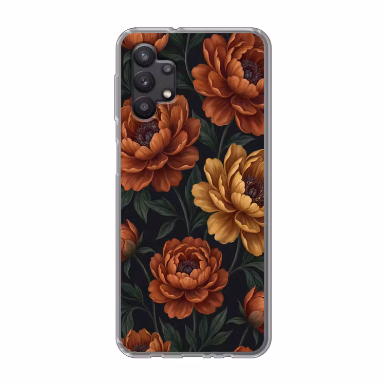 Bloemen - Bladeren - Natuur - Modern - Oranje Telefoonhoesje Samsung Galaxy A32 5G klein -3d