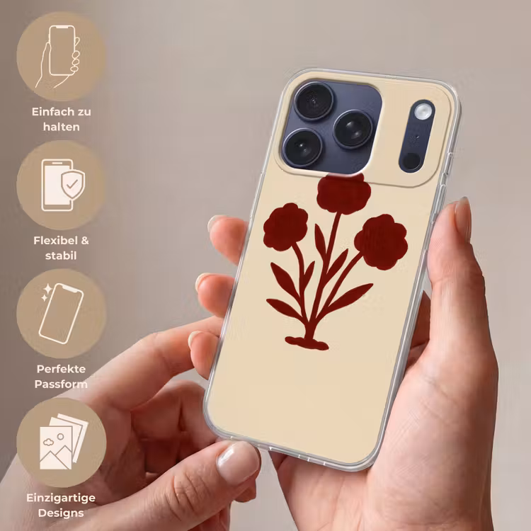 Bloemen - Bladeren - Rood - Minimalistisch Telefoonhoesje iPhone 17 Pro klein -sfeer3_DE