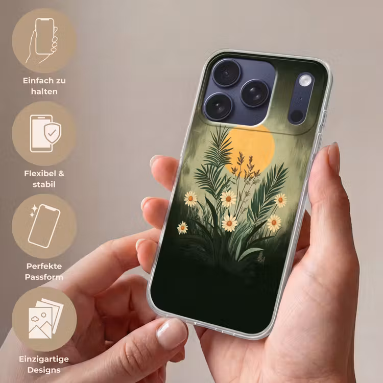 Bloemen - Bladeren - Zon - Groen Telefoonhoesje iPhone 17 Pro klein -sfeer3_DE
