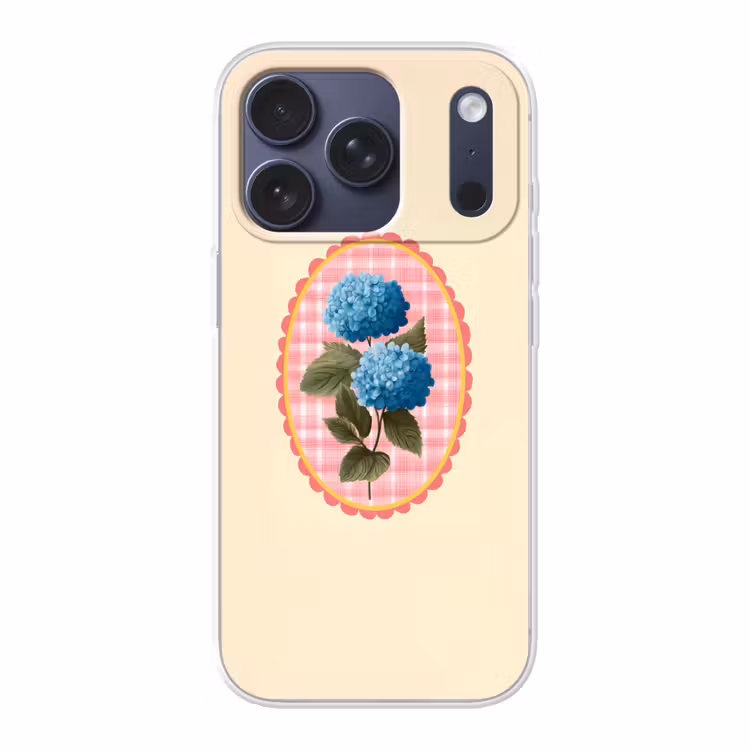 Bloemen - Blauw - Lijst - Bladeren Telefoonhoesje iPhone 17 Pro klein -3d
