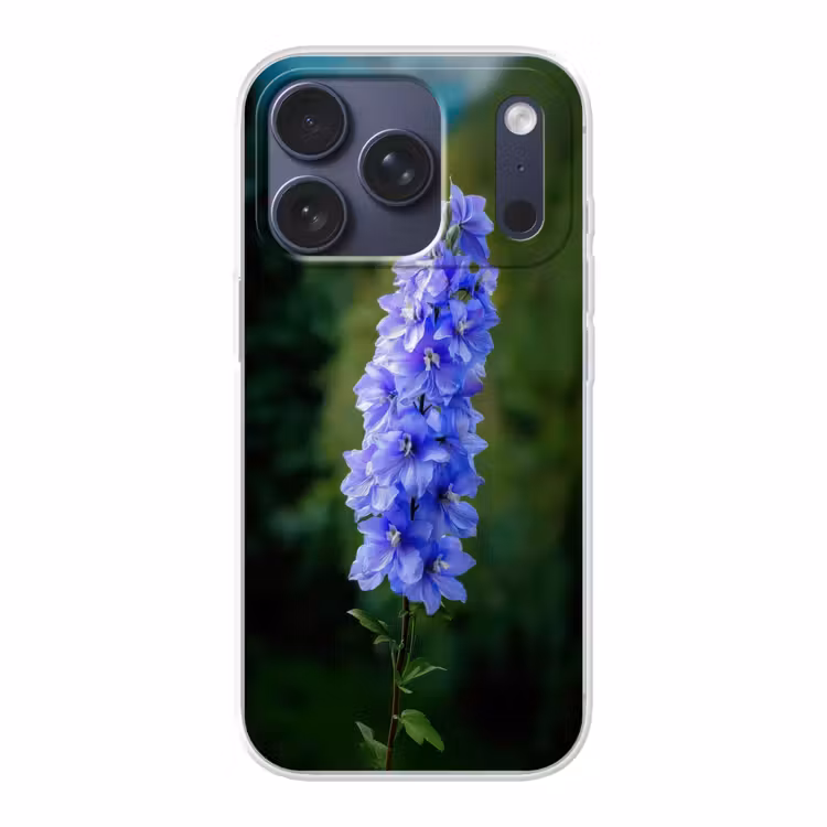 Bloemen - Blauw - Dennenboom Telefoonhoesje iPhone 17 Pro klein -3d