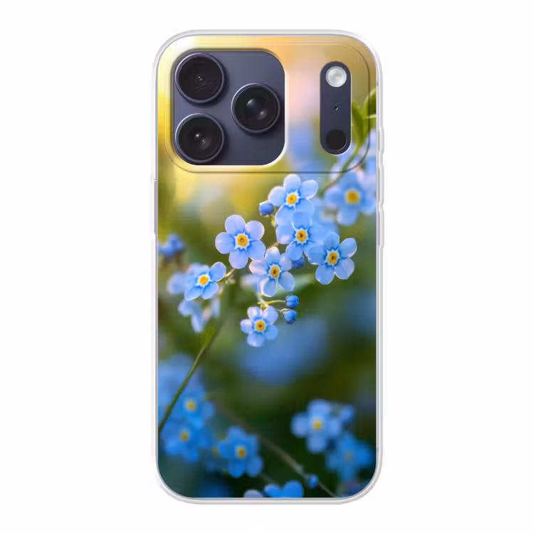 Bloemetjes - Blauw - Vergeet mij nietjes Telefoonhoesje iPhone 17 Pro klein -3d