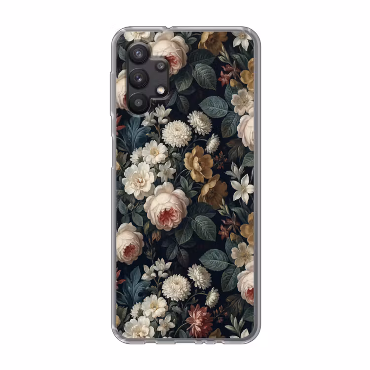 Bloemen - Boeket - Botanisch - Vintage - Donkere achtergrond Telefoonhoesje Samsung Galaxy A32 5G klein -3d